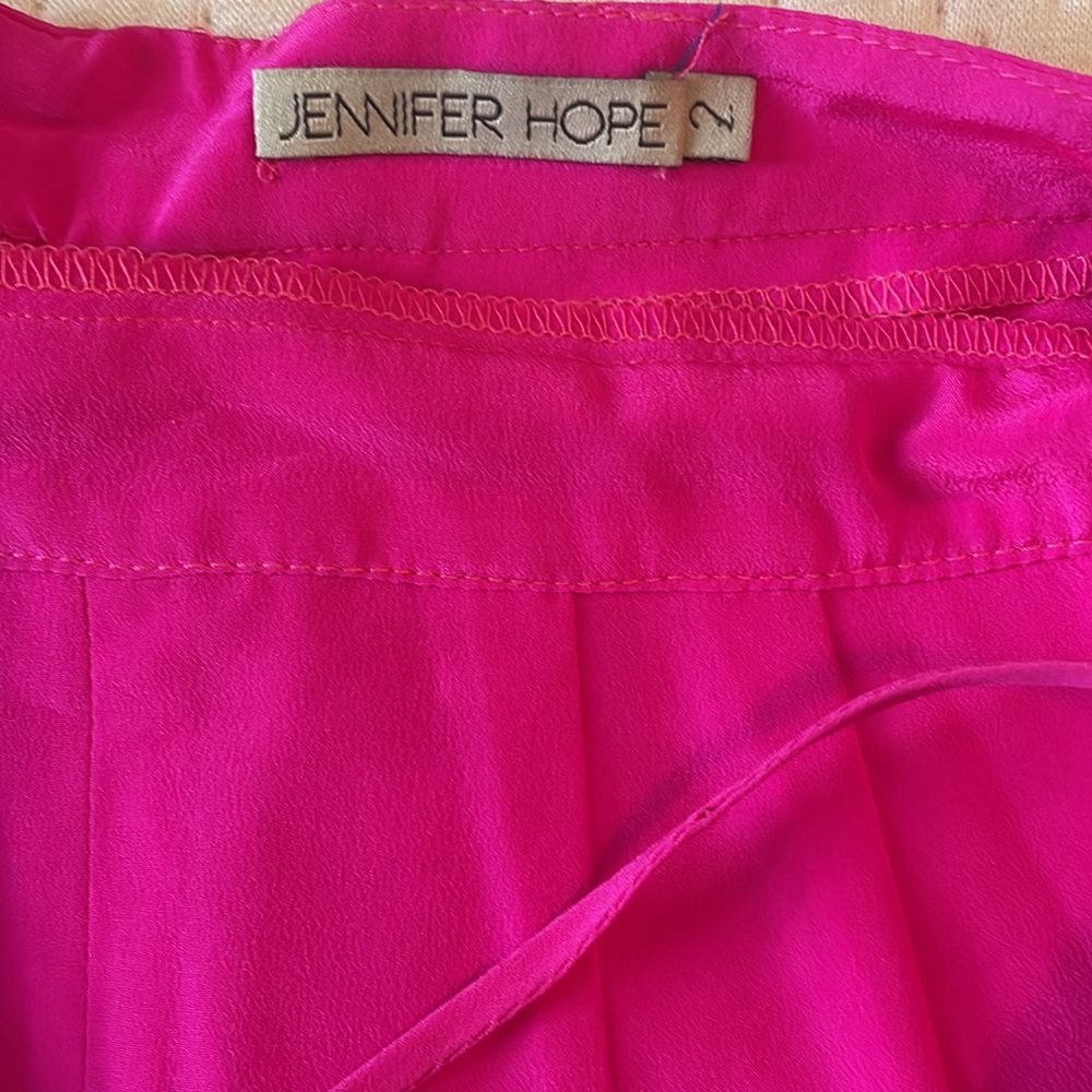 Magenta silk strapped mini dress - Picture 3 of 3